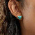 Waterproof Turquoise Heart Gold Earrings - 18K Gold - 7th of April