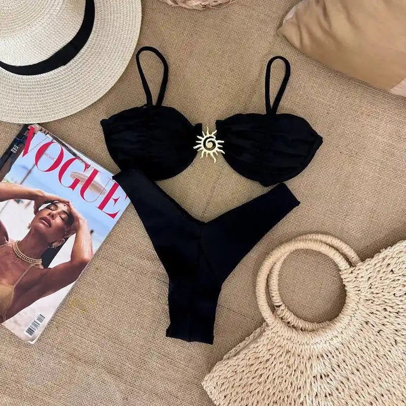 Black Sunshine Charm Bikini Set - Two Piece Swimsuit