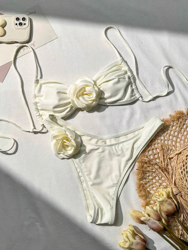 Calypso Bloom Cream Rose Bikini Set - Two Piece Swimsuit