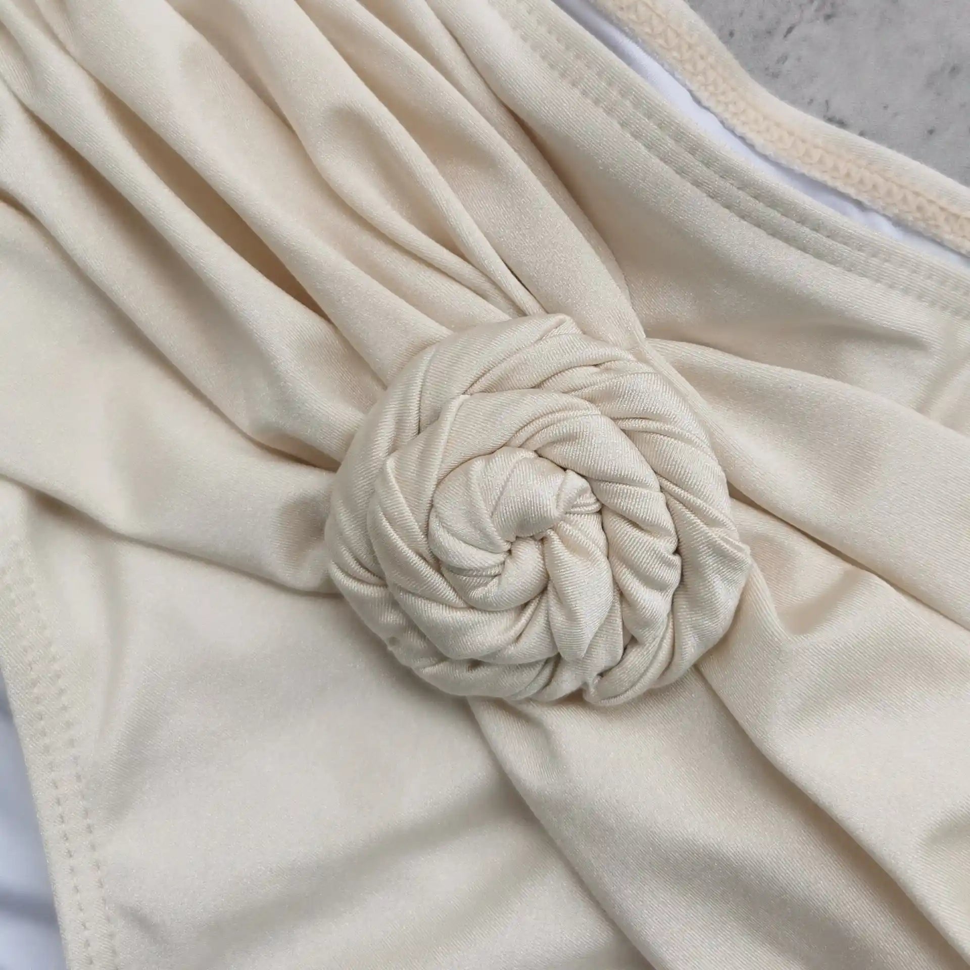 Cream Isla Bonita Rose Bikini Set - High Waisted Two Piece