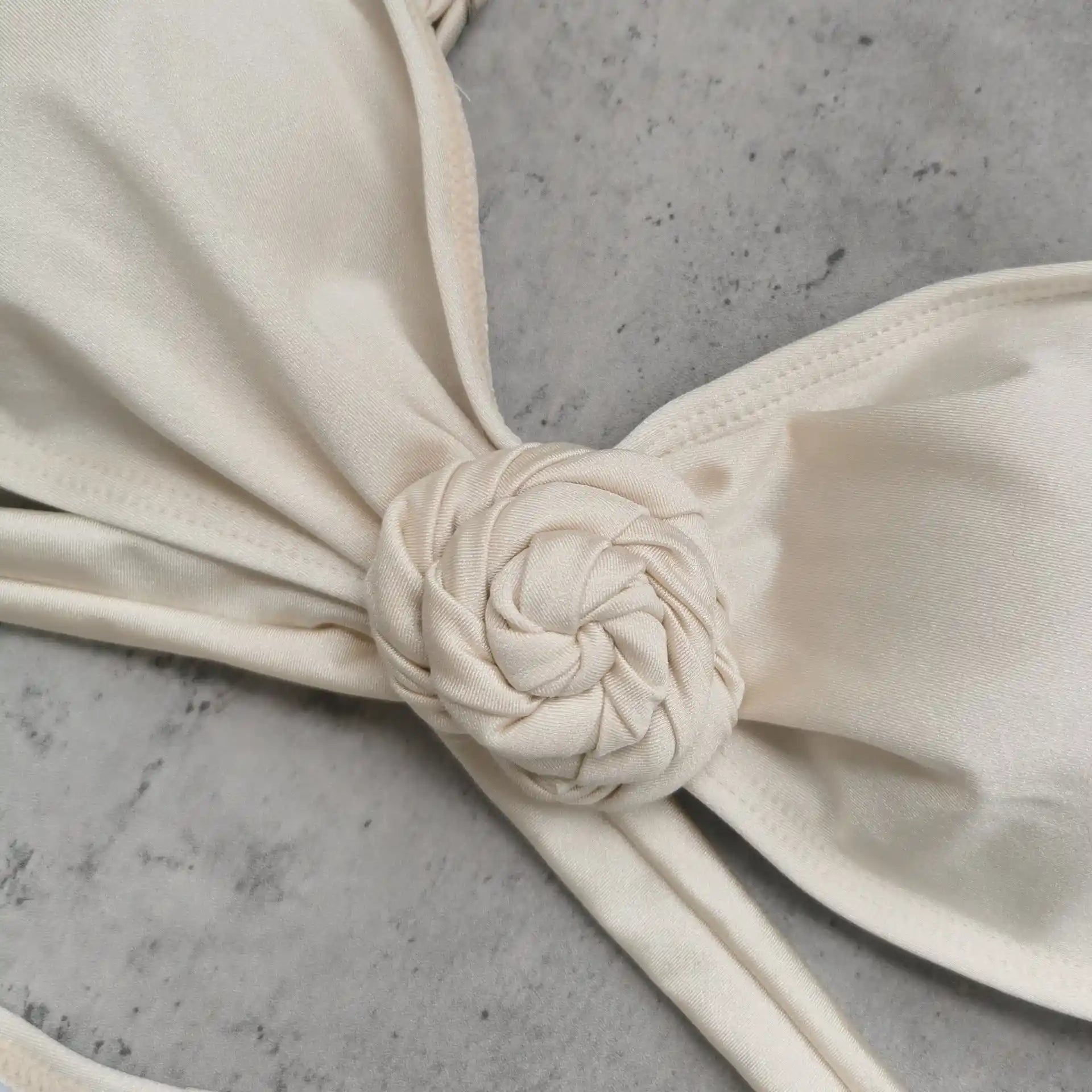 Cream Isla Bonita Rose Bikini Set - High Waisted Two Piece