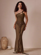 Island Muse One Piece Skirt Set - One Shoulder Swimsuit