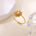 Waterproof Gold Flower Statement Ring in 18K gold plated stainless steel | 7th of April