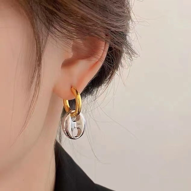 Waterproof Gold Isla Ivory Hoop Earrings in 18K gold plated stainless steel | 7th of April