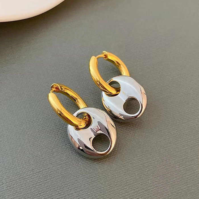 Waterproof Gold Isla Ivory Hoop Earrings in 18K gold plated stainless steel | 7th of April