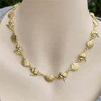 Waterproof Gold Seashell Charm Necklace in 18K gold plated stainless steel|7th of April