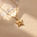 Waterproof Gold Starfish Pendant Necklace in 18K gold plated stainless steel | 7th of April