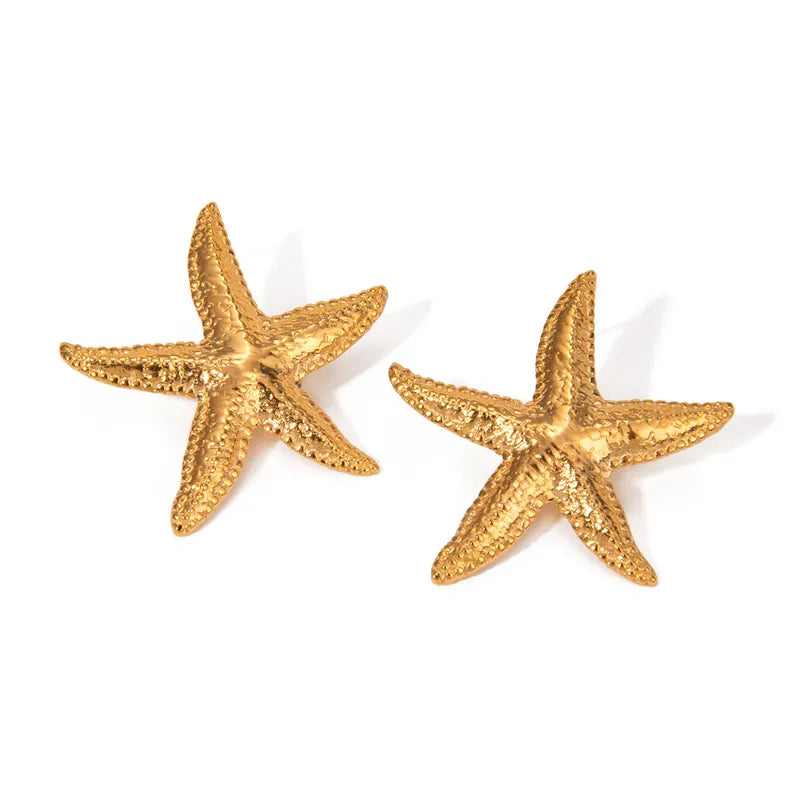 Waterproof Gold Starfish Stud Earrings - 18K Gold - 7th of April