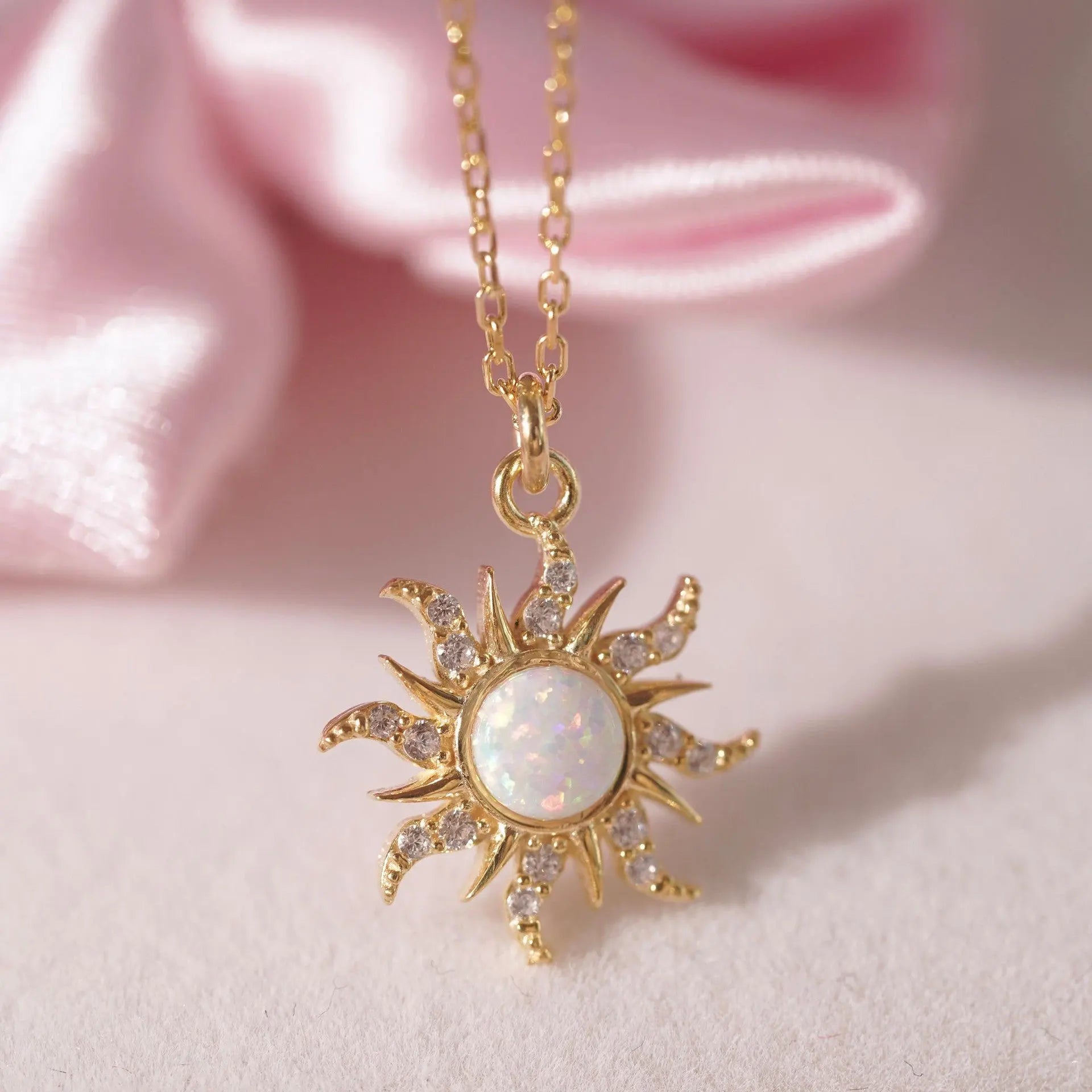 Waterproof Gold Sun Medallion Pendant Necklace - 18K Gold