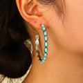 Waterproof Retro Turquoise Gold Hoop Earrings - 18K Gold - 7th of April
