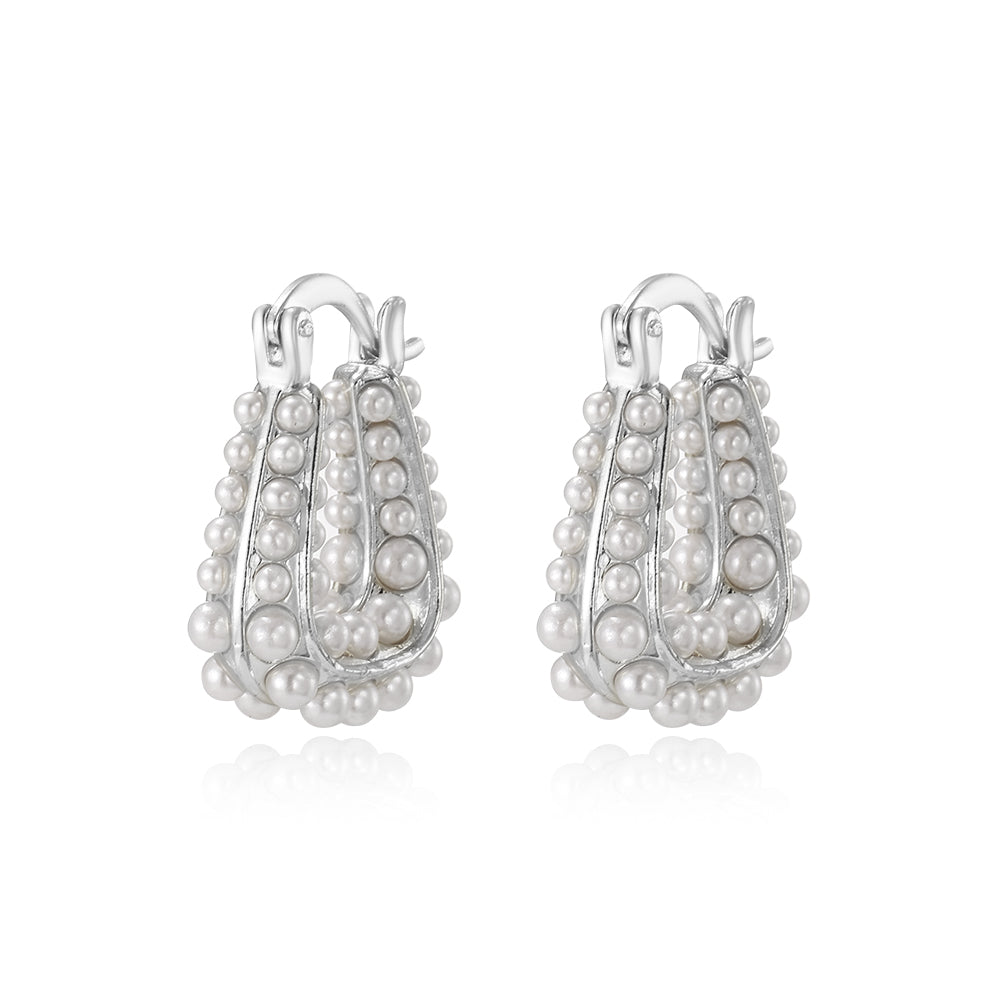 Waterproof Silver South Sea Hoop Earrings - Stainless Steel